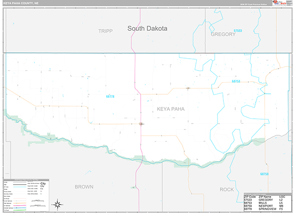 Keya Paha County, NE Zip Code Map